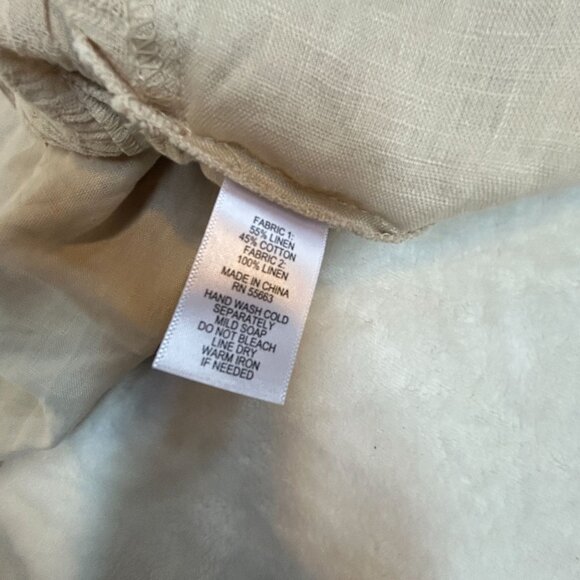 Tahari Womens Beige Textured Linen Cotton Blend Loose Fit Blouse XL Lightweight - Picture 7 of 7